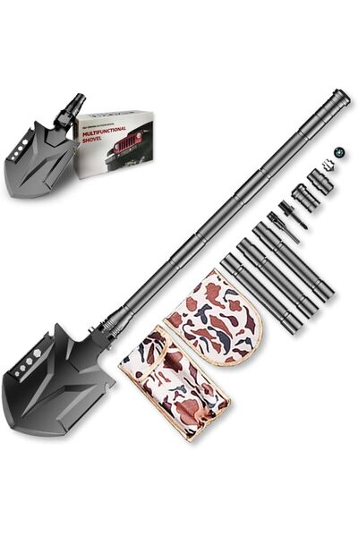 OEM YANTOO Lopată Camping Survival 24în1, 83 cm, Oțel Negru, Tactică Pliabilă