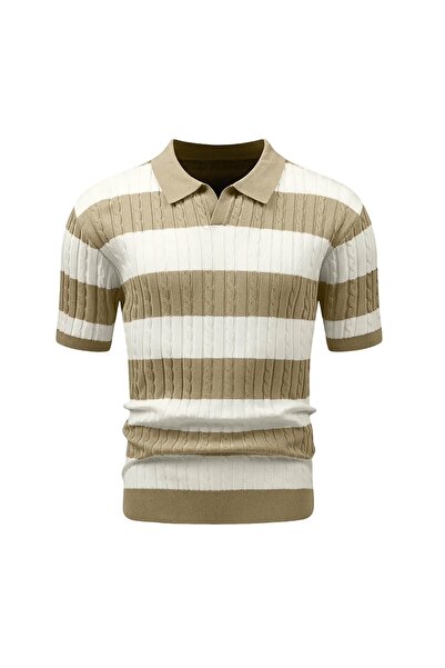 OEM HYPESTFIT Tricou Polo - Vintage Retro - mărime S - Bej Tricotat - haine b...