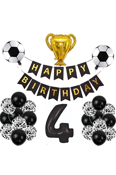 ÇITIPITISTORE Black and White Football-Themed Birthday Celebration Party Set