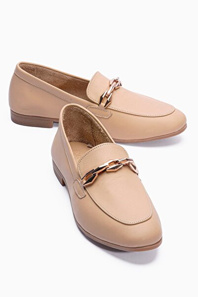 Mubiano Femei piele naturală balerini Metal cu detaliu cu accesoriu loafers F...