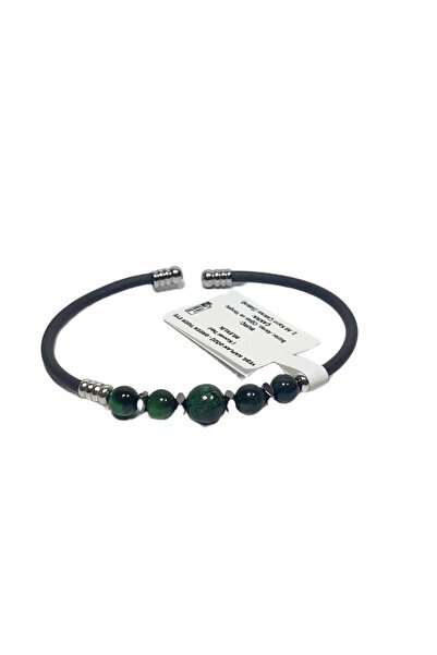 Janti Jtss26Blk1758 Stainless Steel Bracelet Silicone Coating Green Eye of th...