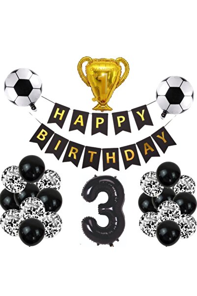 ÇITIPITISTORE Μαύρο και άσπρο σετ πάρτι για γιορτή γενεθλίων με θέμα το ποδόσ...