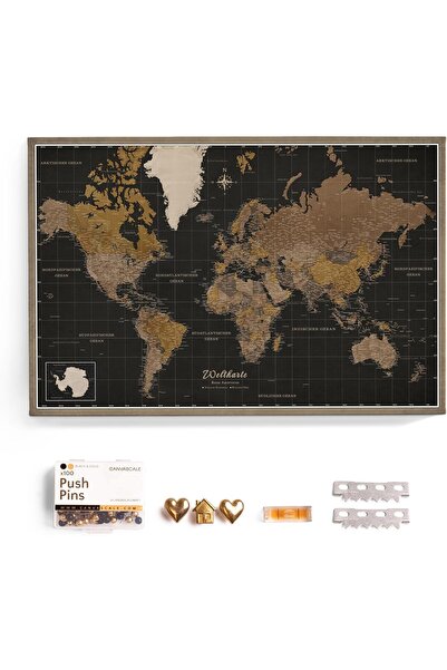 OEM Canvascale Harta Lumii - Panou Pluta - mărime 70x50 cm - Vintage - Tablou...