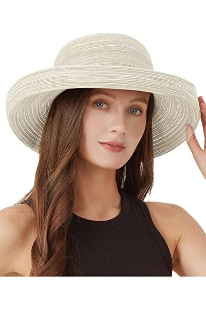 OEM Zylioo Beach Hat - Vintage - size 61 cm - Beige Polyester - Sun Wide Brim...