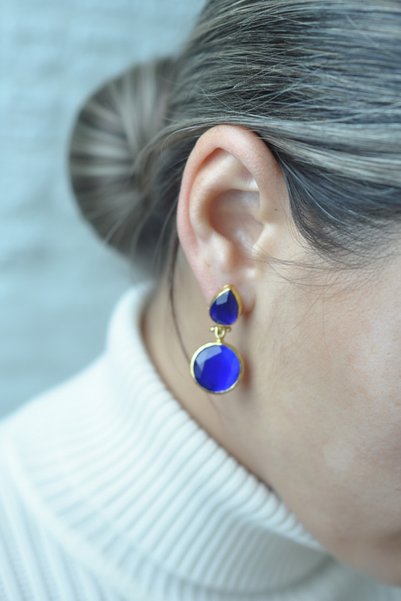 Design by Kadir Kadir Jewellery 22 Ayar Altın Kaplama Vintage Küpe -El İşçili...