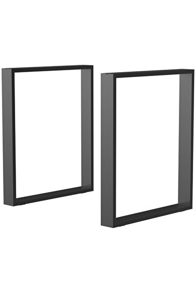 Magdeal Set 2 Picioare Masa Metalice, Forma Dreptunghiulara, Otel Negru, 60x8...