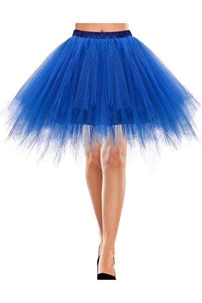 OEM Vintage Blue Tulle Skirt S, Rock'n'Roll Ballet Tutu, Volume, Elastic Waist