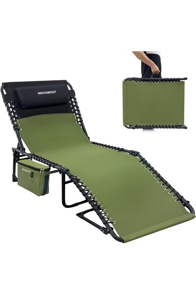 OEM Everest Șezlong Pliabil Oxford 600D 190x59cm Verde, Cadru Oțel, Geantă Te...