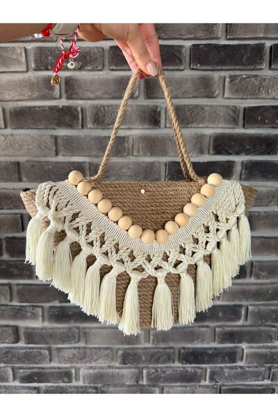 Little Sunshine Design el çantası, jüt çanta, hasır çanta, boncuklu çanta