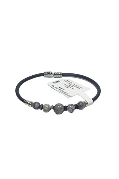 Janti Jtss26Blk1733 Stainless Steel Bracelet with Silicone Coating, Jasper an...
