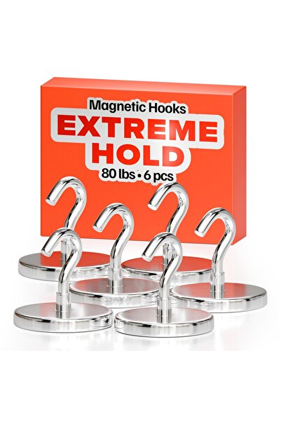 OEM X-bet Magnet Cârlige Magnetice - N52 - mărime 36 kg - Argintiu - Set 6 bu...