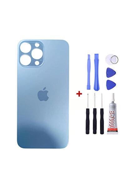 Yedcom Iphone 13 PRO MAX Mavi Arka Cam Kapak Arka Pil Kapağı