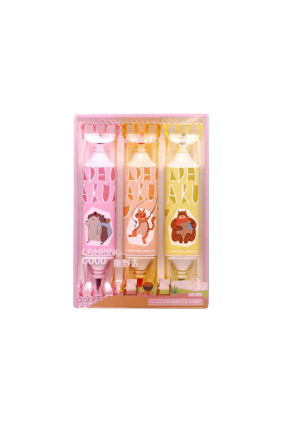hediye Sevimli Tasarımlı Çift Uçlu Pastel Fosforlu Kalem 3'lü Highlighter Set...