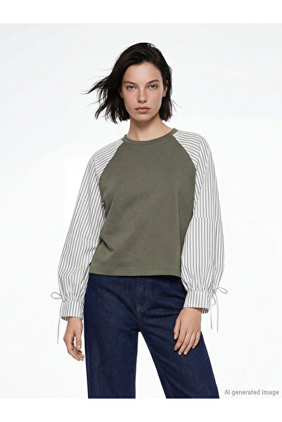 LC Waikiki Özmarka Νέα Σεζόν Μπλούζα με λαιμόκοψη ποδηλάτου Ριγέ