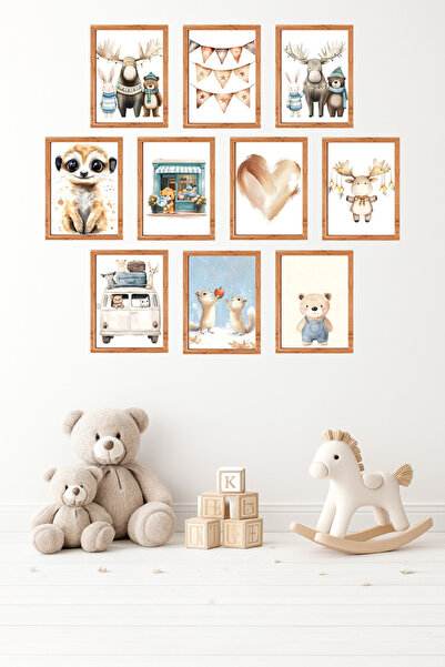 UNT Set de pictură tematică cu animale drăguțe în culori pastelate, cu aspect...