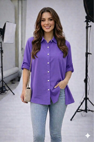 rushana Women's Shirt Sleeve Foldable 65 cm Crepe Fabric