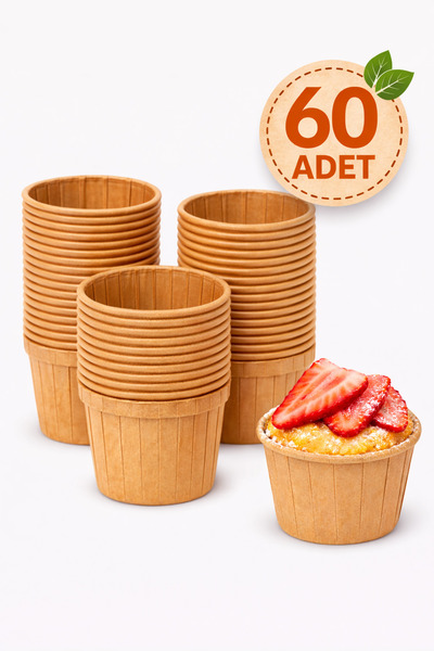EMORFOHOME 60'lı Kraft Muffin Cupcake Kalıbı Kek Kapsülü Naturel Kek Kalıbı ,...