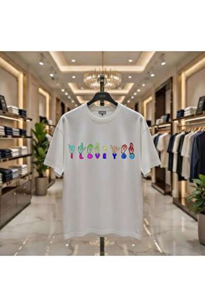 playwear Μπλουζάκι με στάμπα  "I love You " από 100% βαμβάκι, oversized, με ά...