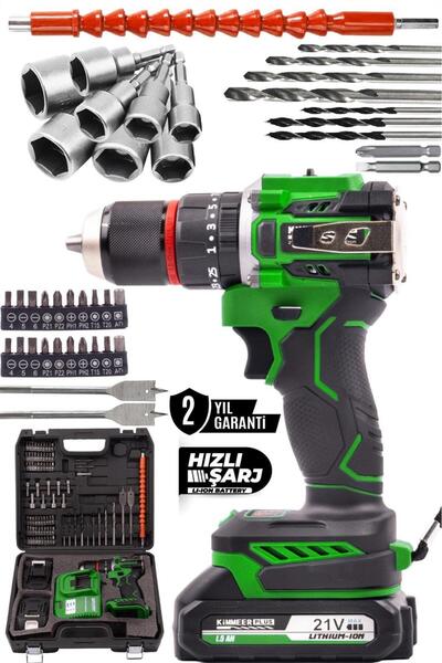 KİMMEER PLUS 21v Çift Akülü Vidalama Çelik Mandren Kömürsüz Motor Darbeli Şar...