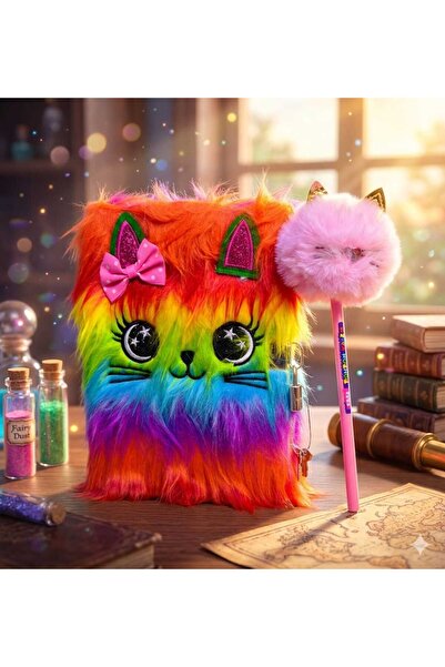 izmir yazici servis Peluş Tüylü Süslü Anı Günlük Hatıra Defteri Başlıklı Kurş...