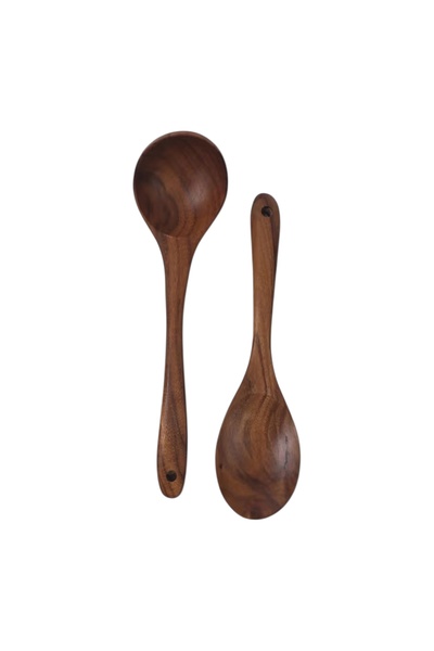Hane216 Set of 2 Acacia Wood Serving Spoon and Ladle 26cm, Durable and Stylish