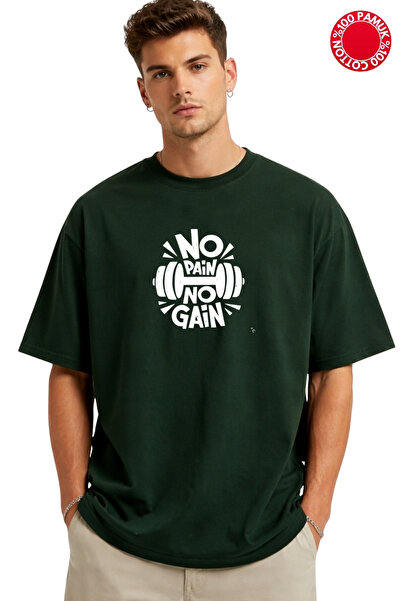 DUBU BUTİK Μπλουζάκι με στάμπα NO PAİN NEFTI OVERSIZE - 100% ΒΑΜΒΑΚΙ