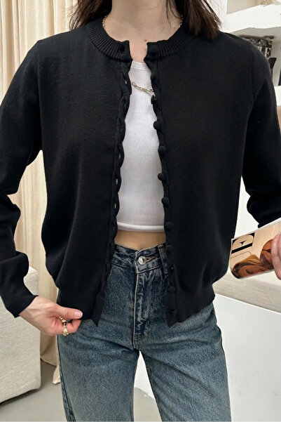 Safgiyim44 Crew Neck Knitwear Cardigan - Black