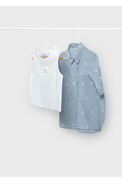 MAYORAL Girl's 2-Piece Blouse Shirt Set Blue - 06159