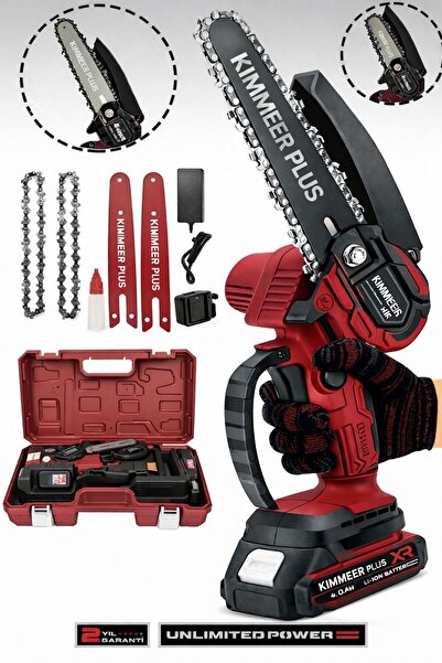 KİMMEER PLUS Profesyonel Metal Dişli 21v Şarjlı Dal Budama Testeresi