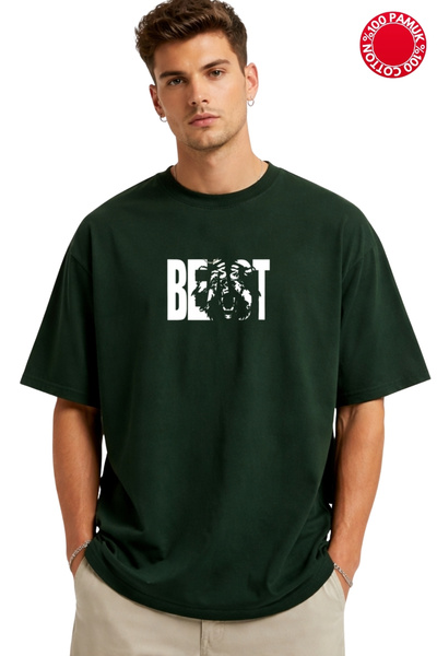 CLAYES Μπλουζάκι με στάμπα θηρίου, υπερμεγέθες - 100% ΒΑΜΒΑΚΙ