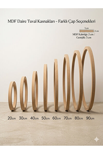 Samor Sanat Daire Tuval Şasesi 20 cm- Daire Kasnak