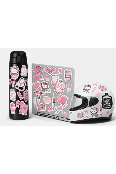 Limitless Design مجموعة ملصقات بتصميم الممرضة باللون الوردي - 22x30 سم - لابت...