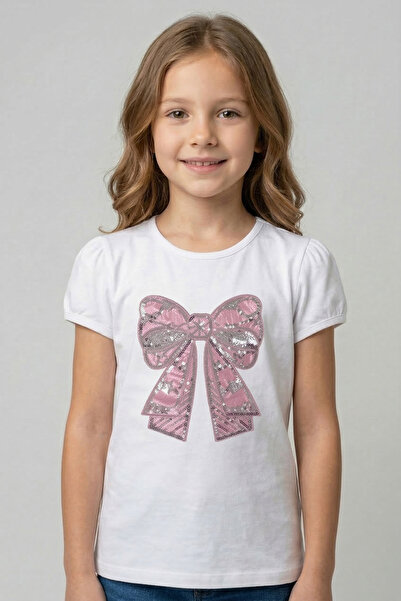 nacar çarşı Κοριτσίστικο μπλουζάκι με ροζ κορδέλα Με σχέδιο Μπλουζάκι για την...