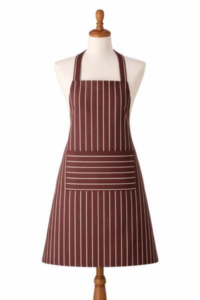OEM Premium textile kitchen apron with Striped, brown and white pattern, eleg...