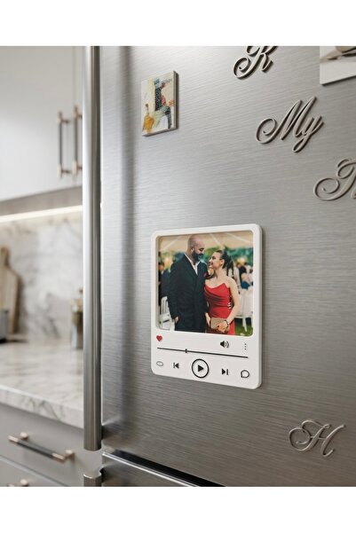 Handmade Spotify Tasarımlı Fotoğraf Hazneli Müzik Çalar Buzdolabı Magnet Çerçeve