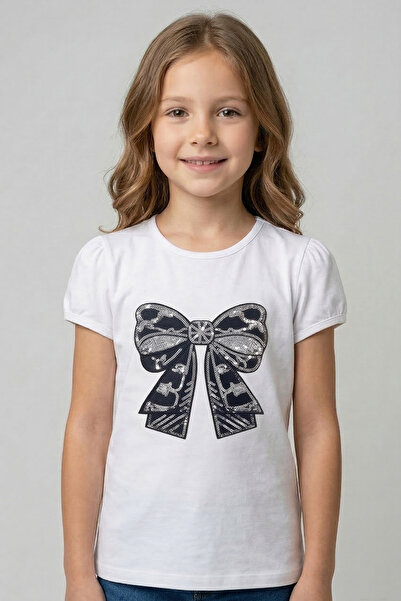 nacar çarşı Μπλουζάκι για κορίτσια με μαύρη κορδέλα Με σχέδιο Μπλουζάκι για π...
