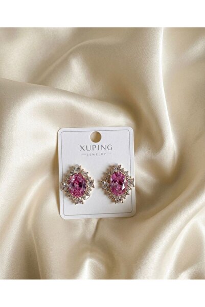 Xuping Jewelry Oval Pembe Küpe