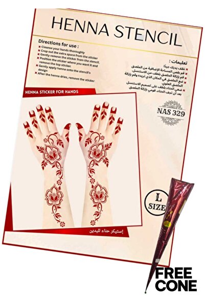 Henna Reusable Stencil Set 3PC COMBO with 1 FREE Cone – Mehndi Design Sticker...