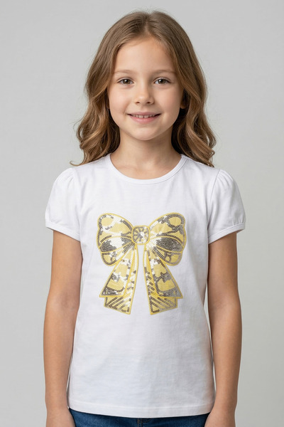 nacar çarşı Κοριτσίστικο μπλουζάκι με κίτρινη κορδέλα Με σχέδιο Μπλουζάκι παρ...