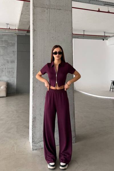 IŞILDA FASHION Σετ αθλητικής φόρμας με φερμουάρ Μοντάλ