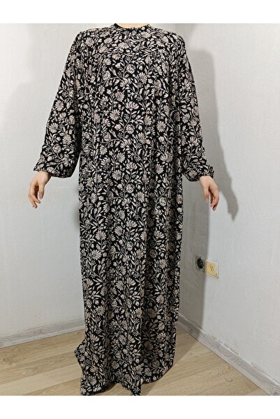 hoaryage Robadan Uzun Kollu %100 Viskon Basma Çiçekli Anne ELBİSE, Namaz Elbi...
