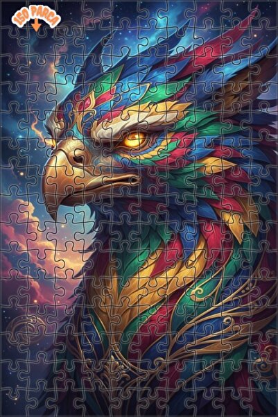 Esranın Dünyası Fantastic Color Wheel Eagle Art Print Double-Layer Framed Woo...