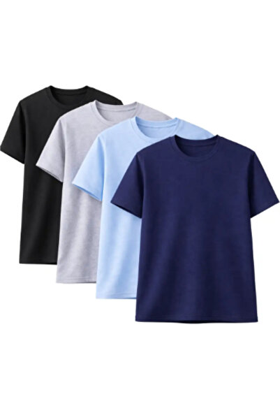 Sweetline Pack of 4 Unisex Oversized Basic T-Shirts – Black, Gray, Baby Blue,...