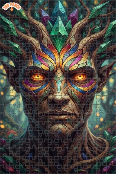 Esranın Dünyası Mystical Forest Crystal Face of the Spirit Oil Painting Doubl...