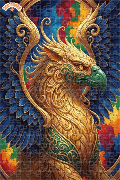 Esranın Dünyası لغز خشبي ذو مظهر عصري على شكل ريش النسر الذهبي مزدوج الطبقات ...