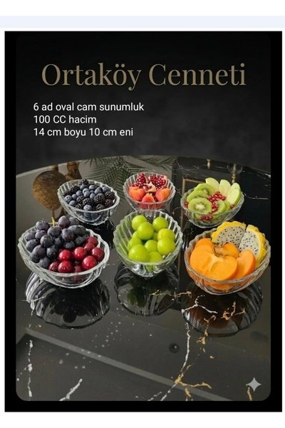 ORTAKÖY CENNETİ 6-Piece Oval Fish Scale Snack, Fruit and Appetizer Presentati...