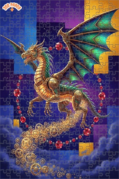 Esranın Dünyası Steam Dragon Mysterious Wheels Double-Layer Framed Wooden Puz...