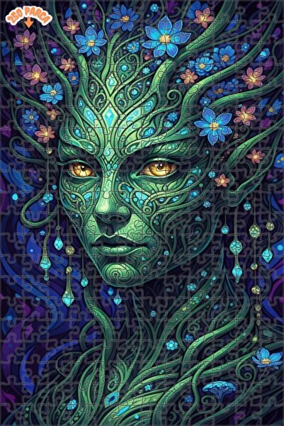 Esranın Dünyası Magical Forest Fairy Oil Painting Look Double Layer Framed Wo...