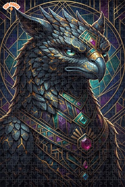 Esranın Dünyası Majestic Griffin Artwork Oil Painting Look Wooden Puzzle with...