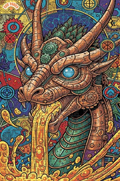 Esranın Dünyası لغز خشبي ميكانيكي على شكل تنين بطبقتين مع إطار 500 قطعة 50×30